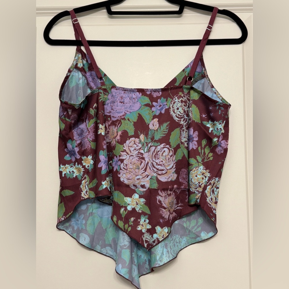 NWOT Free People Intimately Purple Floral Cami - Adjustable V-Neck Top - Picture 4 of 13